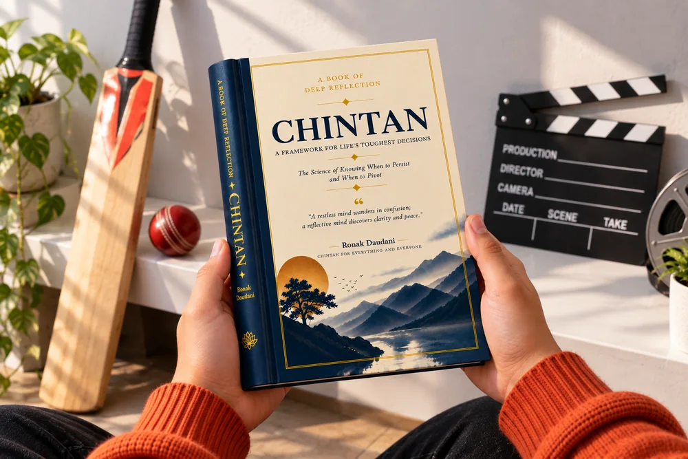 A cricket bat, a clapperboard and CHINTAN